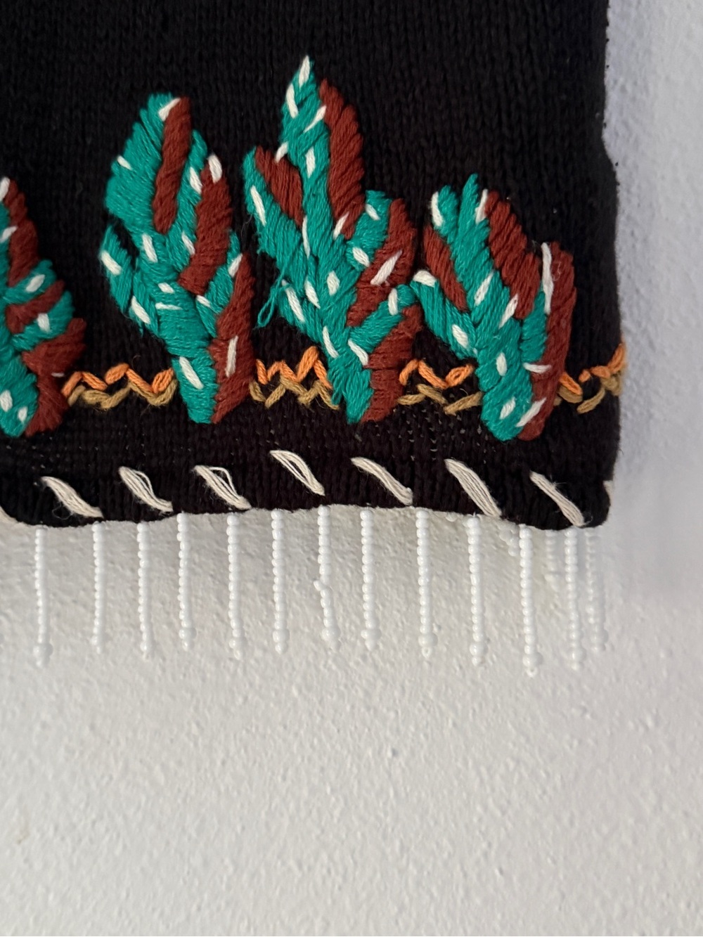 Bambu Vintage Black Vest Embroidered desert theme Beads Fringe Size Medium - Picture 3 of 10